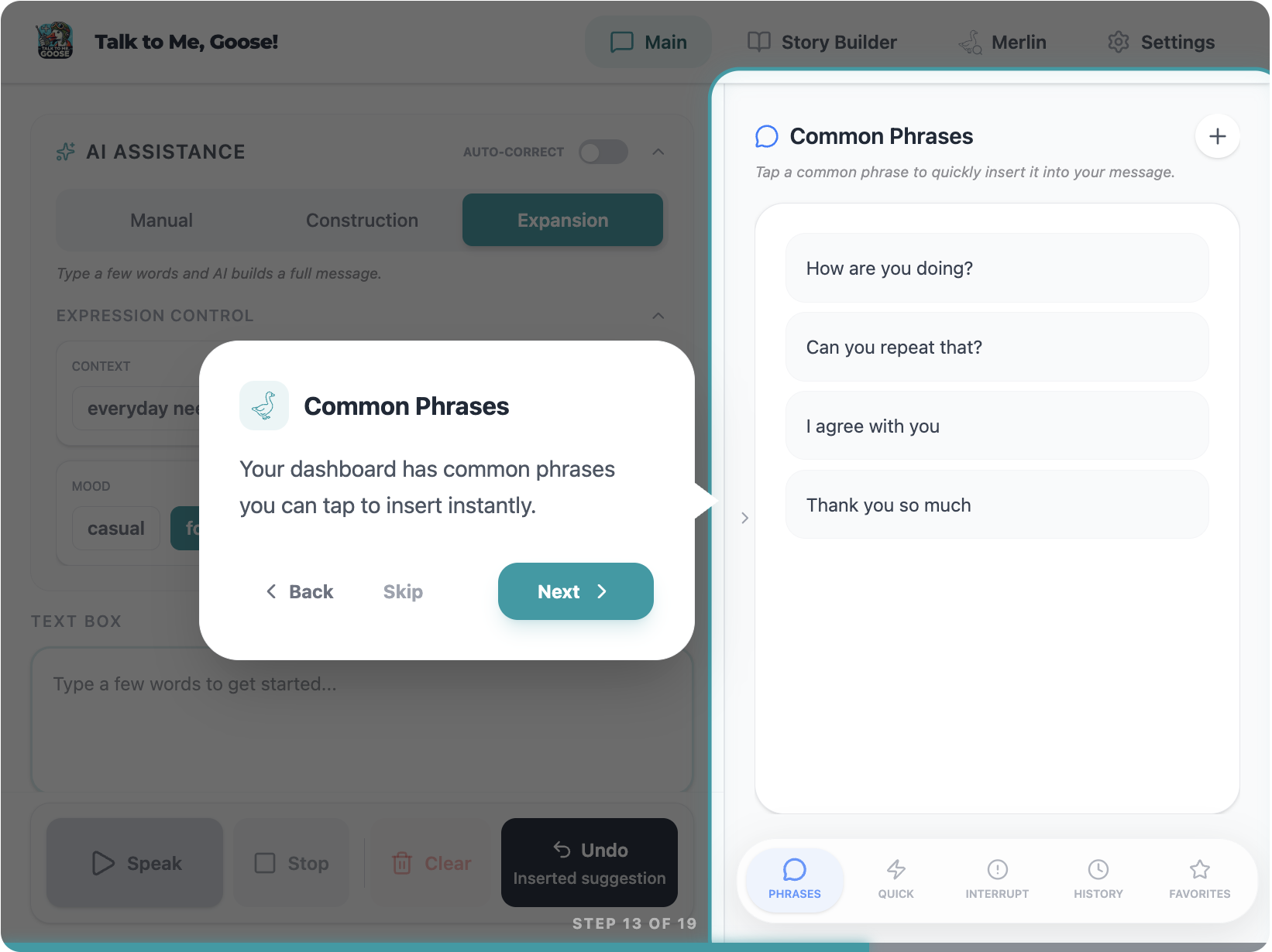 Onboarding - common phrases